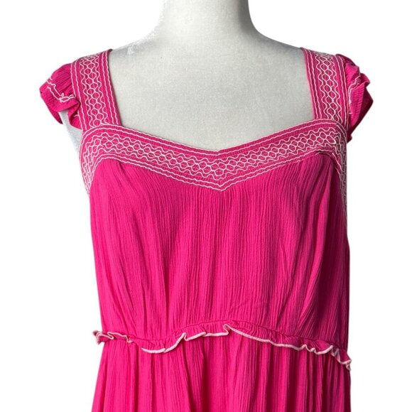 Torrid NWT $60 Babydoll Crinkle Gauze Embroidered Tiered Top Pink Women's Sz 2X - Picture 5 of 11